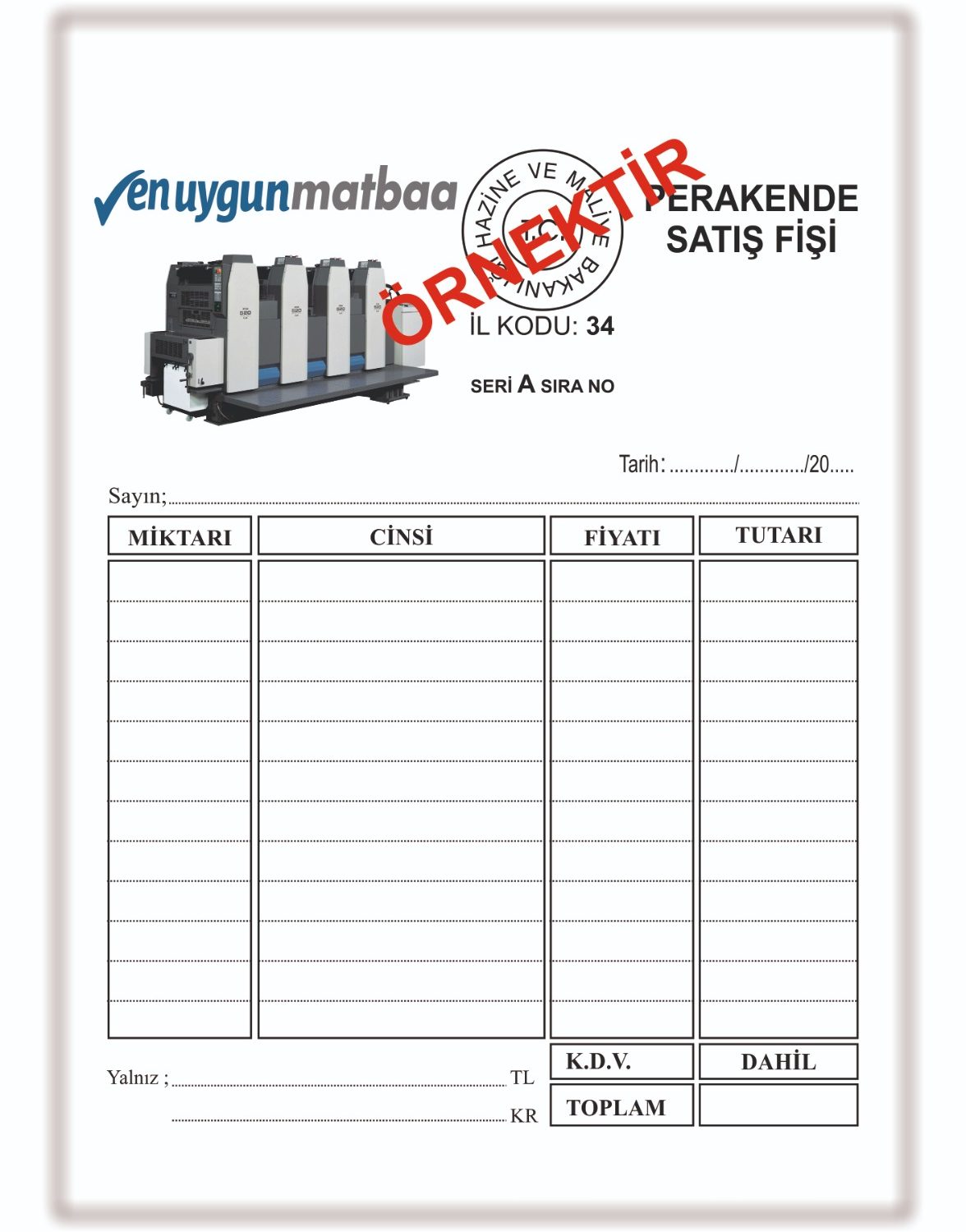 Perakende Satış Fişi 4 Renk